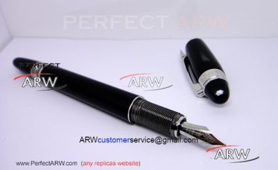 Perfect Replica Mont Blanc Fountain Pen Starwalker Stainless Steel Clip Black And Gray 